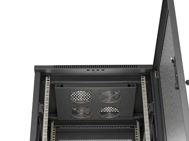 19-inch 18U floor-standing rack cabinet, 600x800, glass door, (flat-pack), black