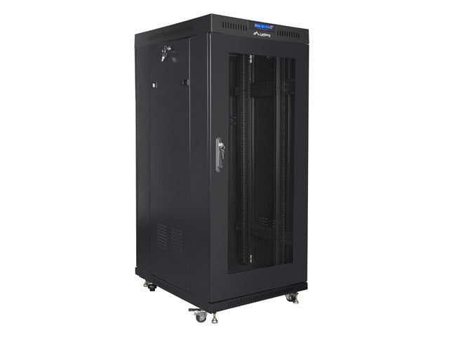 Standing installation rack cabinet 19 inches 22U 800X800 black LCD perforated door