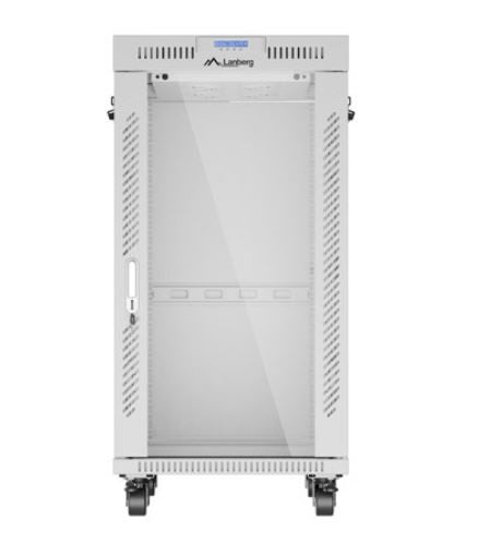 Szafa stojąca rack 19 22U 600x800 szara drzwi szklane LCD flack pack