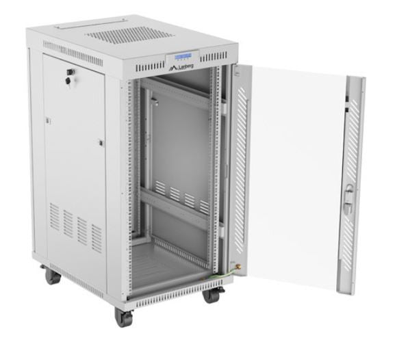 Szafa stojąca rack 19 22U 600x800 szara drzwi szklane LCD flack pack