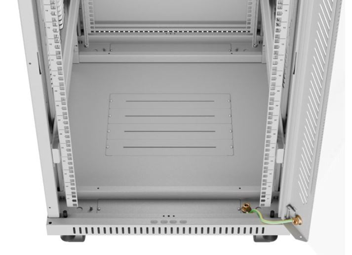 Szafa stojąca rack 19 22U 600x800 szara drzwi szklane LCD flack pack