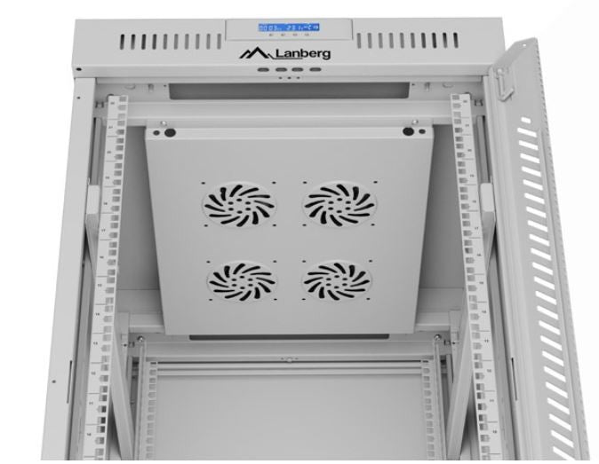 Szafa stojąca rack 19 22U 600x800 szara drzwi szklane LCD flack pack