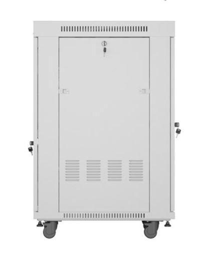 Szafa stojąca rack 19 22U 600x800 szara drzwi szklane LCD flack pack