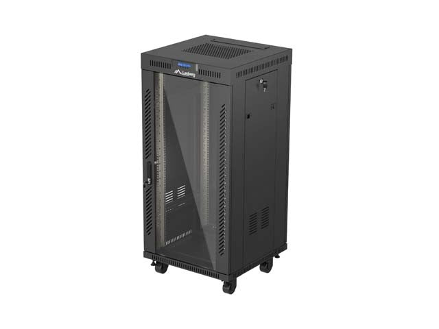 Standing 19" 24U Rack Installation Cabinet 600×600 Black with Glass Door and LCD (Flat Pack) V2 600x600 FF01-6624-12B
