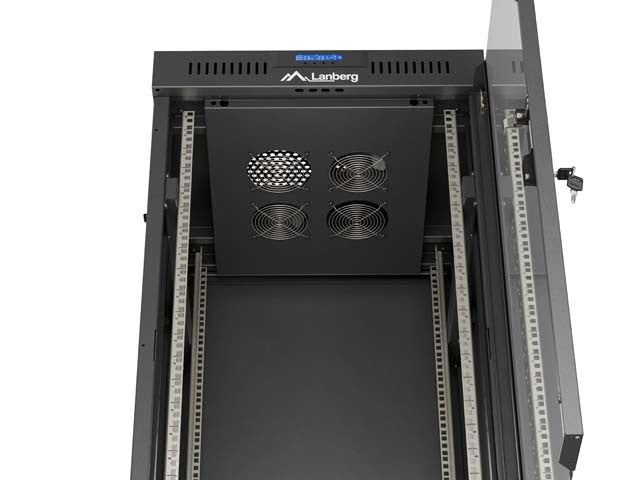 Standing 19" 24U Rack Installation Cabinet 600×600 Black with Glass Door and LCD (Flat Pack) V2 600x600 FF01-6624-12B