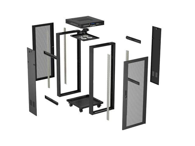 Standing 19" 24U Rack Installation Cabinet 600×600 FF01-6624-23B Perforated Door with LCD (Flat pack) V2
