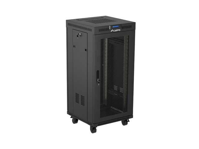 Standing 19" 24U Rack Installation Cabinet 600×600 FF01-6624-23B Perforated Door with LCD (Flat pack) V2