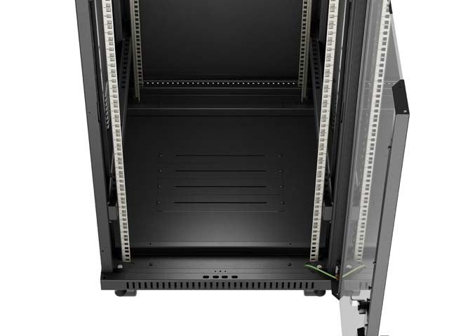 Standing 19" 24U Rack Installation Cabinet 600×800 Black with Glass Door and LCD (Flat Pack) V2