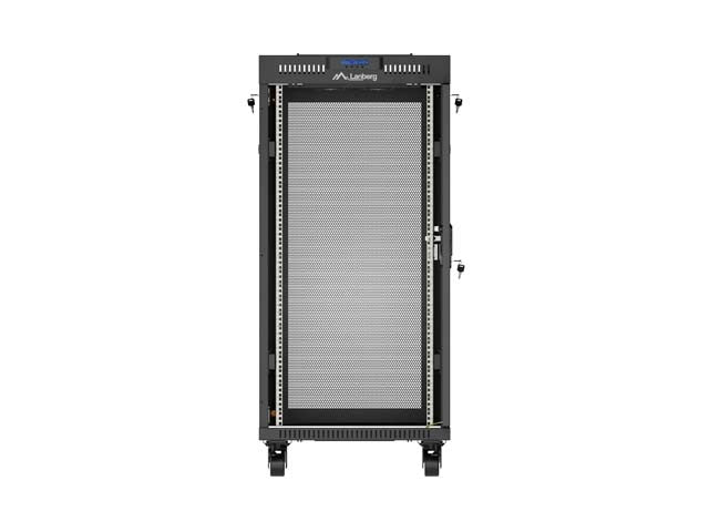 Standing 19" 24U Rack Installation Cabinet 600×800 Black with Perforated Door and LCD (Flat Pack) V2