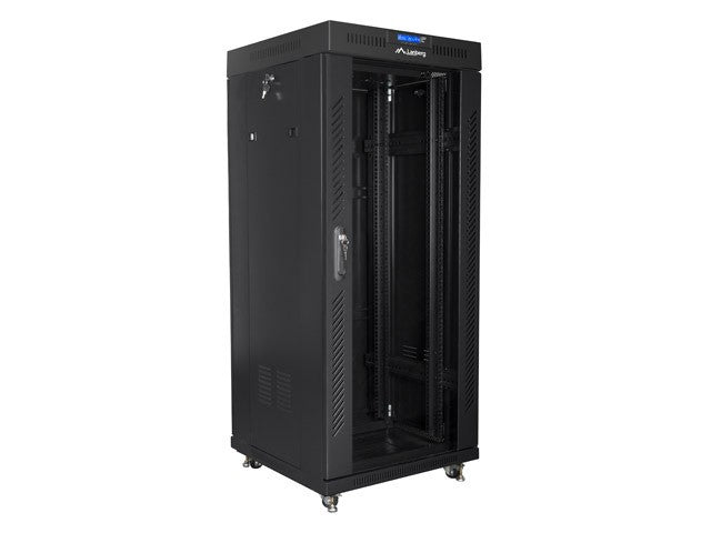 Installation cabinet rack 19 27U 600x600 black, glass door lcd (Flat pack)