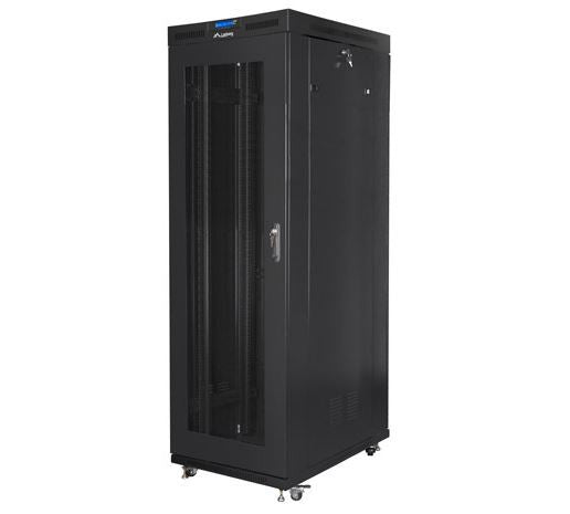 Standing rack cabinet 19 inches 27U 800x1200 black perforated door LCD FLAT PACK