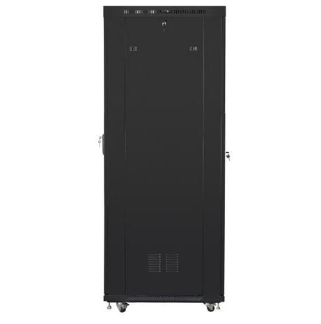 Standing rack cabinet 19 inches 27U 800x1200 black perforated door LCD FLAT PACK
