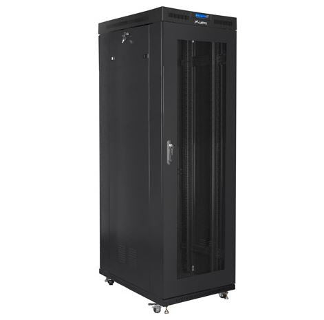 Standing rack cabinet 19 inches 27U 800x1200 black perforated door LCD FLAT PACK