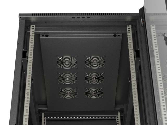 19-inch 27U floor-standing rack cabinet, 600x1000, glass door, (flat-pack), black