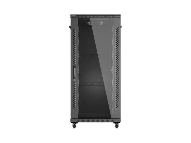 19-inch 27U floor-standing rack cabinet, 600x1000, glass door, (flat-pack), black