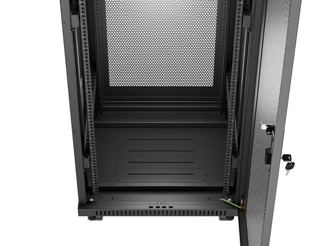 Standing rack cabinet 19 inch 32U 600x600 perforated door LCD black (Flat pack)