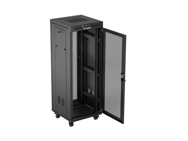 Standing rack cabinet 19 inch 32U 600x600 perforated door LCD black (Flat pack)