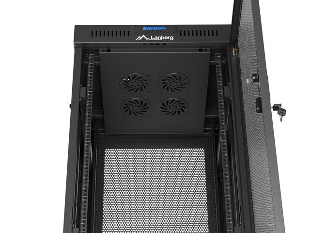 Standing rack cabinet 19 inch 32U 600x600 perforated door LCD black (Flat pack)