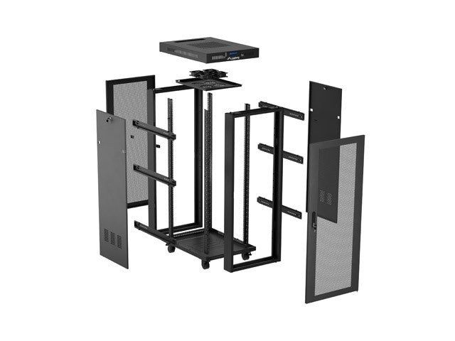 Standing rack cabinet 19 inch 32U 600x800 perforated door LCD black (Flat pack)
