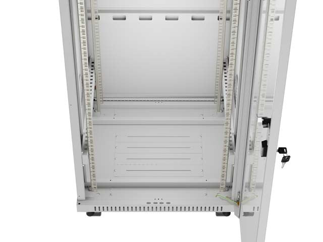 19" 32U Standing Rack Cabinet 600×600 Gray with Perforated Doors and LCD (Flat Pack)