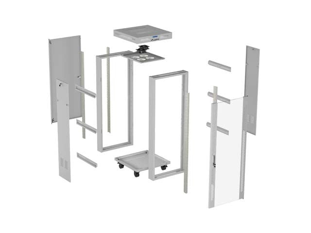 19" 32U Standing Rack Cabinet 600×600 Gray with Perforated Doors and LCD (Flat Pack)