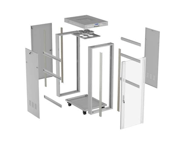 19" 32U Standing Rack Cabinet 600×800 Gray with Glass Door and LCD (Flat Pack)