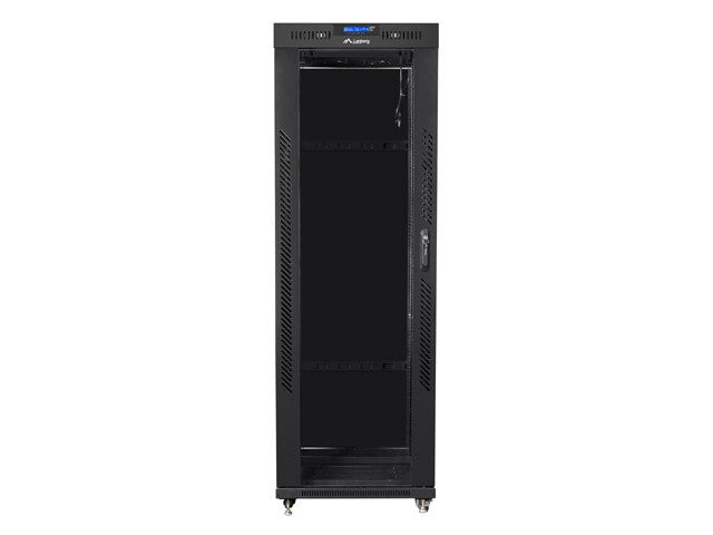 Installation cabinet rack 19 37u 600x800 black, black glass door lcd (Flat pack)
