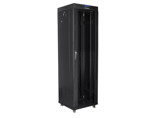 Installation cabinet rack 19 42u 600x600 black, black glass door lcd (Flat pack)