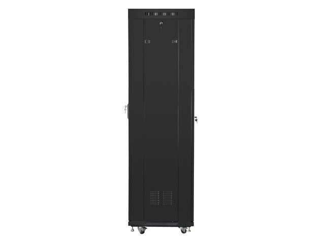 Installation cabinet rack 19 42u 600x600 black, black glass door lcd (Flat pack)