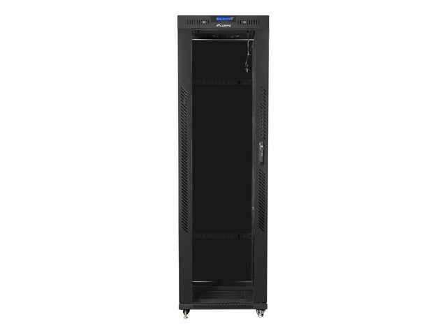 Installation cabinet rack 19 42U 600x800 black, black glass door lcd (Flat pack)