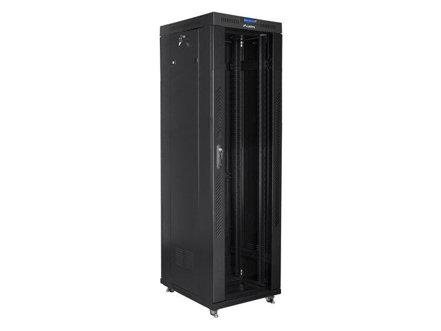 Installation cabinet rack 19 42U 600x800 black, black glass door lcd (Flat pack)