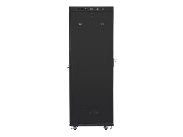 Installation cabinet rack 19 42U 600x800 black, black glass door lcd (Flat pack)
