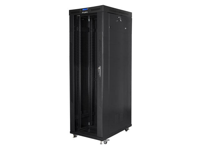 Installation cabinet rack 19 42U 800x1000 black, glass door lcd (Flat pack)