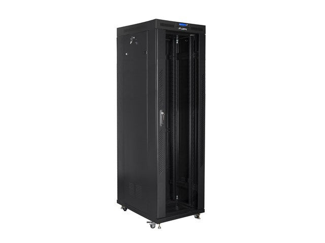 Installation cabinet rack 19 42U 800x800 black, glass door LCD (Flat pack)