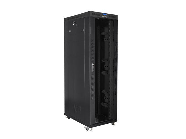 Installation cabinet rack 19 42U 800x1200 black, glass door LCD (Flat pack)