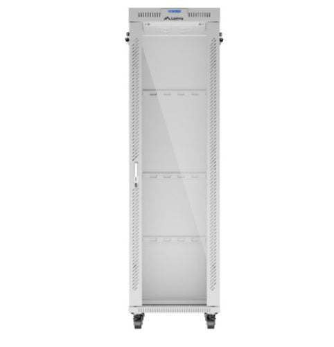 Szafa stojąca rack 19 42U 600x800 szara drzwi szklane flack pack