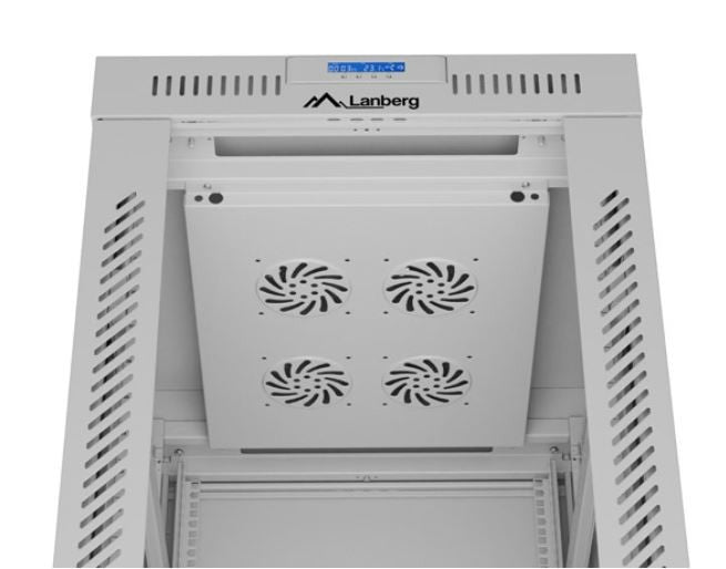 Szafa stojąca rack 19 42U 600x800 szara drzwi szklane flack pack