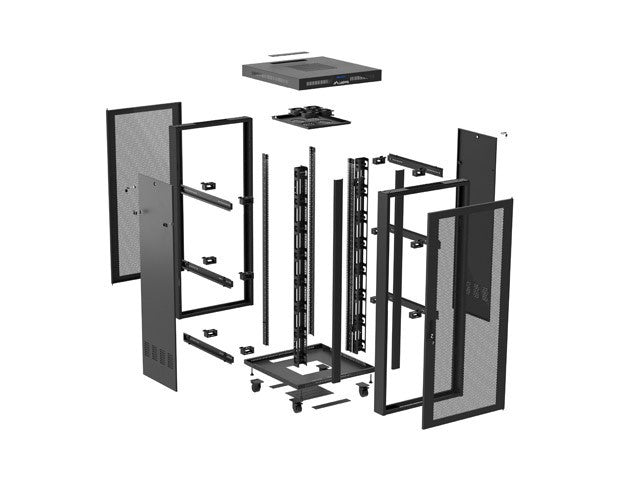 Standing rack cabinet 19 inch 47U 800x800 perforated door LCD black (Flat pack)