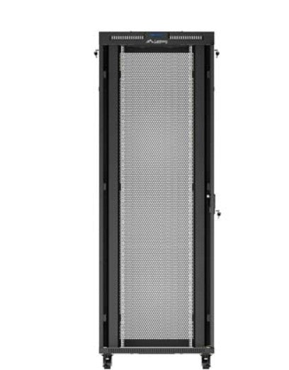 Szafa instalacyjna rack stojąca 19 cali 47U 800x1200 czarna drzwi perforowane LCD (flat pack) V2