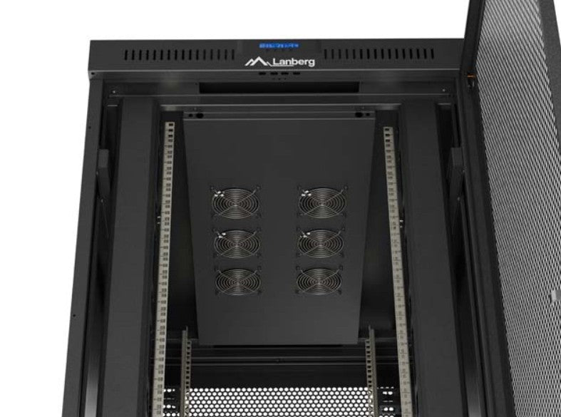 Szafa instalacyjna rack stojąca 19 cali 47U 800x1200 czarna drzwi perforowane LCD (flat pack) V2