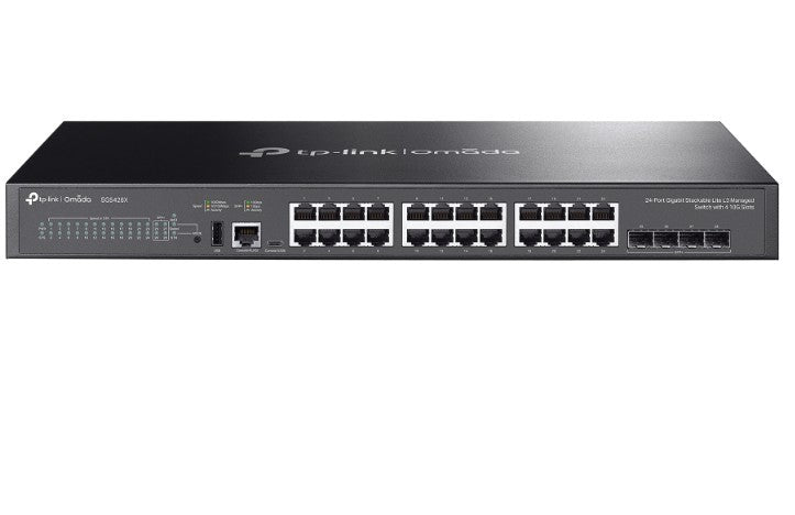 Switch managment Omada 24-PortGb Stackable Lite L3 SG5428X 24× Gigabit RJ45 Ports, 4× 10G SFP+ Slots, RJ45/USB Type C Console Port