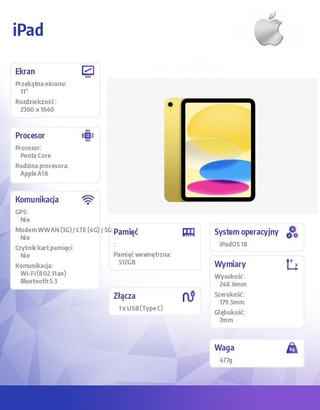 IPAD WIFI 11-inch 512GB Yellow