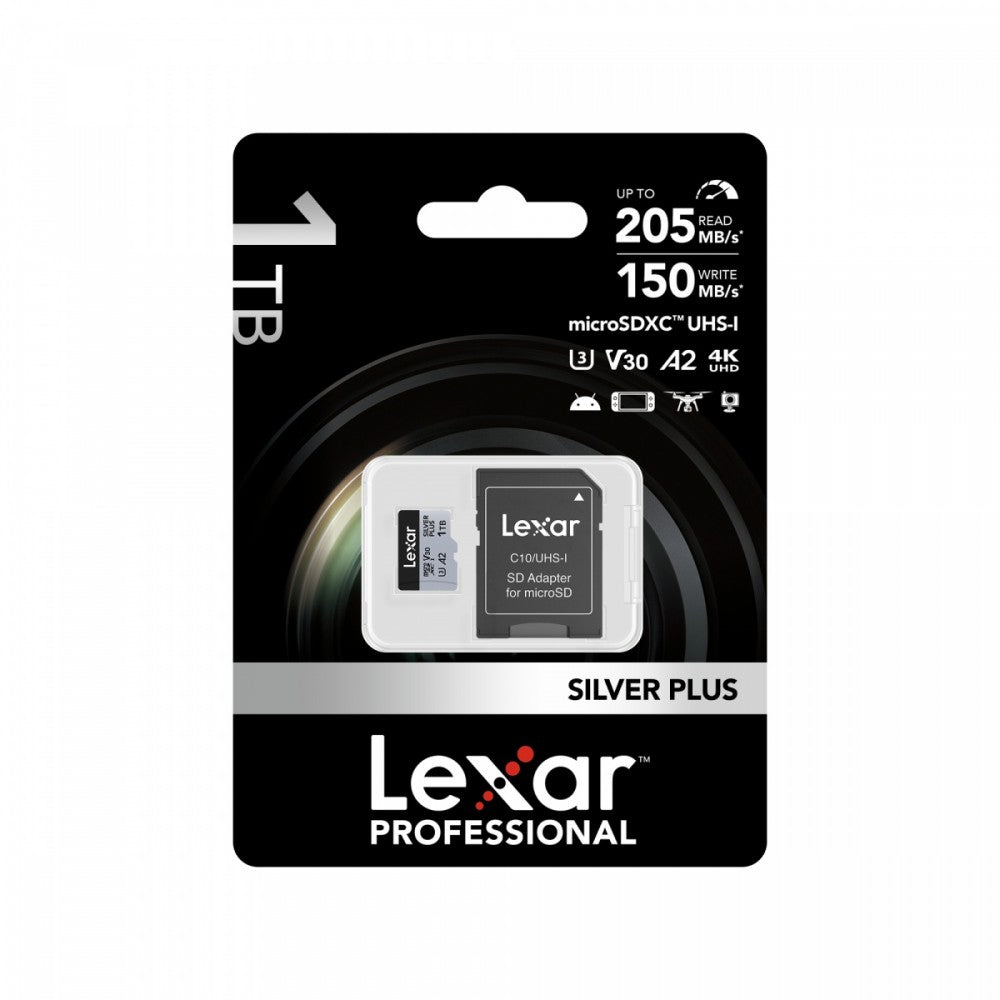 Memory card microSD 1TB C10 A2 U3 V30 205/150MB/s Silver Plus