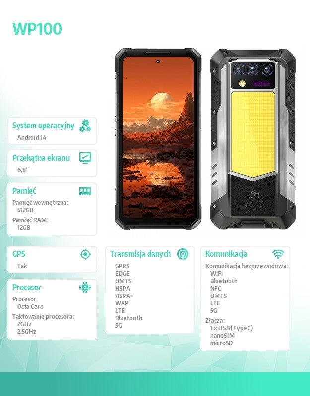 Smartphone WP100 5G 12/512 IP69K Black