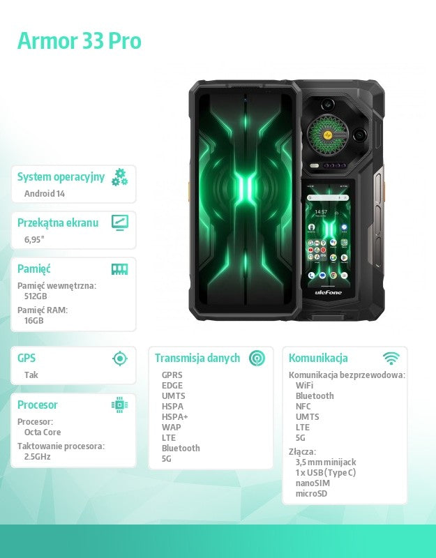 Smartphone Armor 33 Pro 5G 16/512GB Black