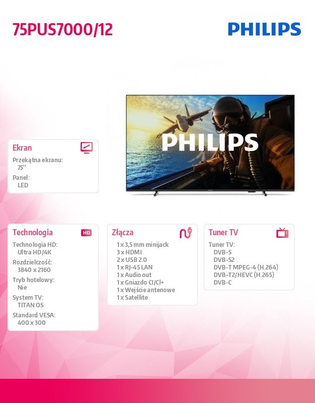TV 75-inches LED 75PUS7000/12