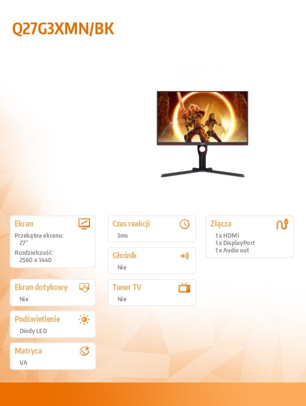 Monitor Q27G3XMN 27 inches VA 180Hz HDMI DP Pivot