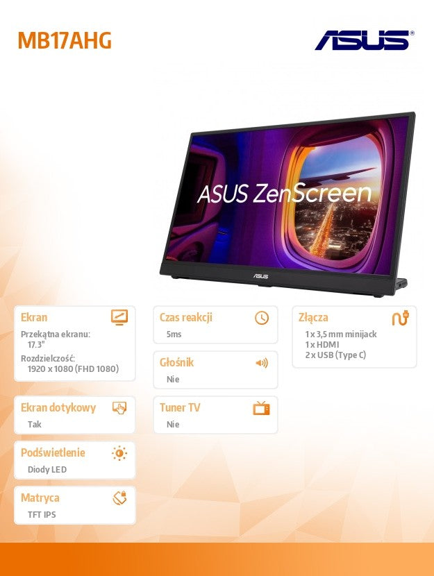 Monitor 17 inches MB17AHG IPS FHD 5MS/300cd/m2 / 144Hz/ USB-C/ HDMI