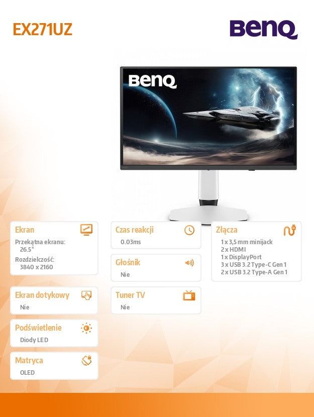 Monitor 26.5 inches EX271UZ 4K 240Hz/UHD/OLED