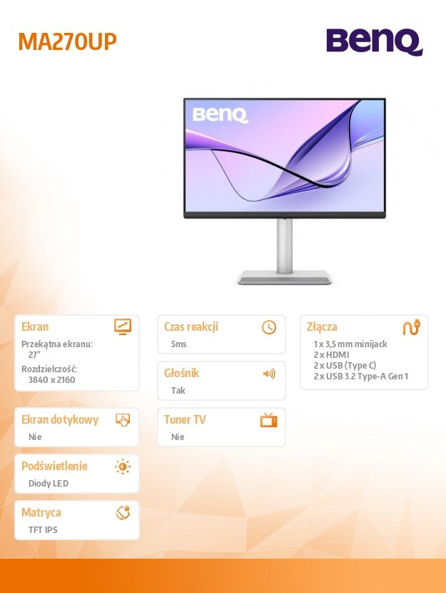 Monitor 27 inches MA270UP 4K IPS 5ms/IPS/HDMI/USB